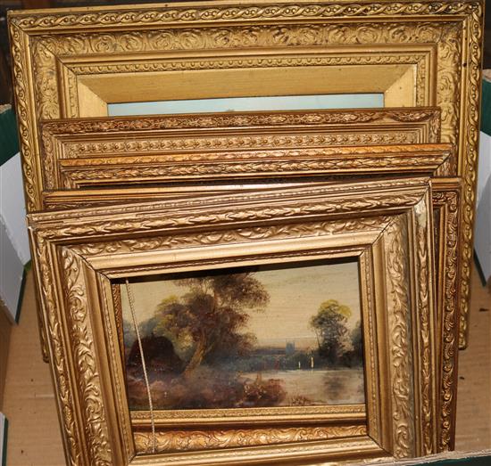 Box of oil paintings & frames